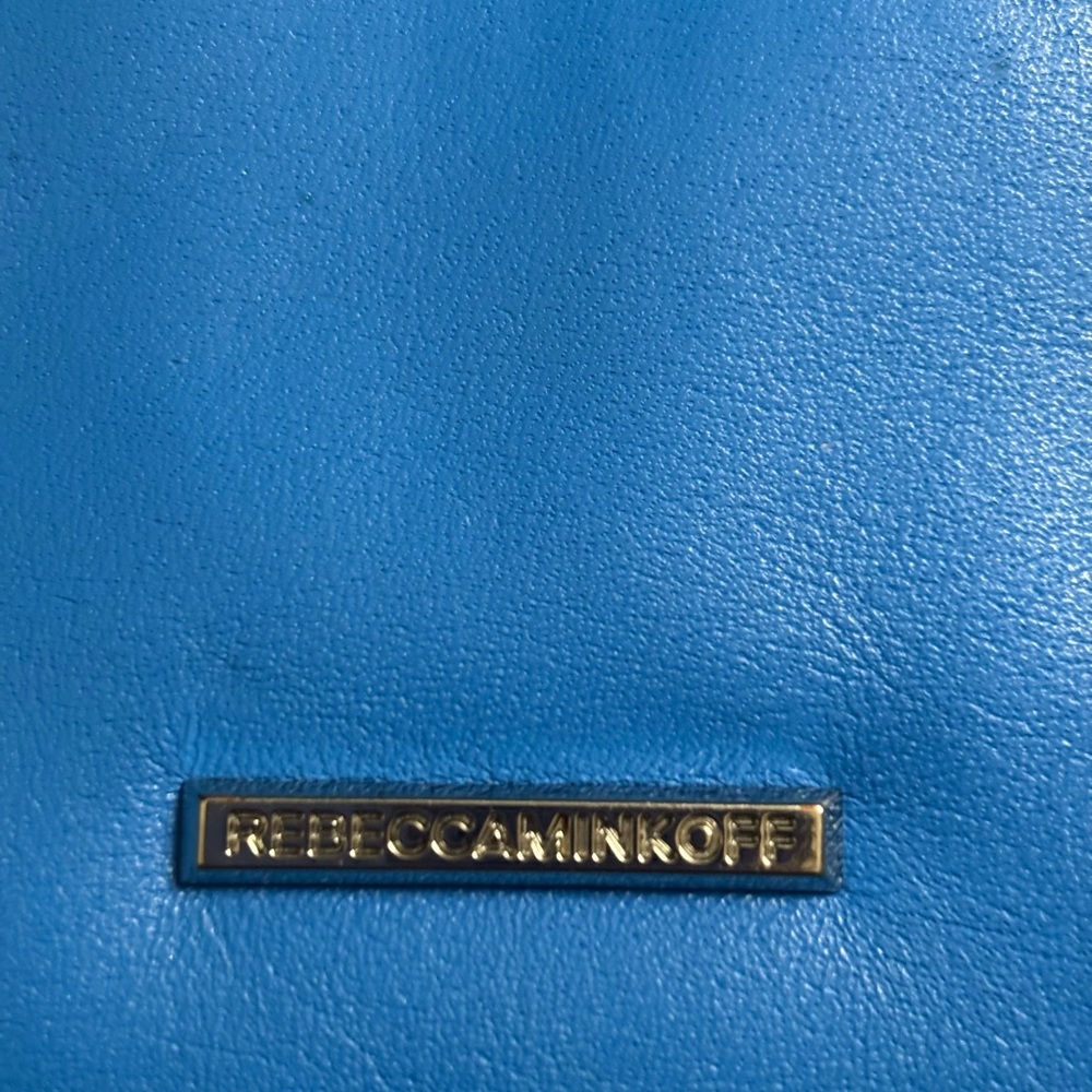 Rebecca minkoff studded blue iris leather chevron quilted wristlet clutch bag - Picture 6 of 7
